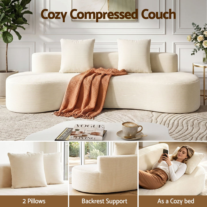 Cloud 228cm Modular Sofa Bed | 4-Seater, Boneless Corduroy, No Assembly Required | Greenora Living Australia