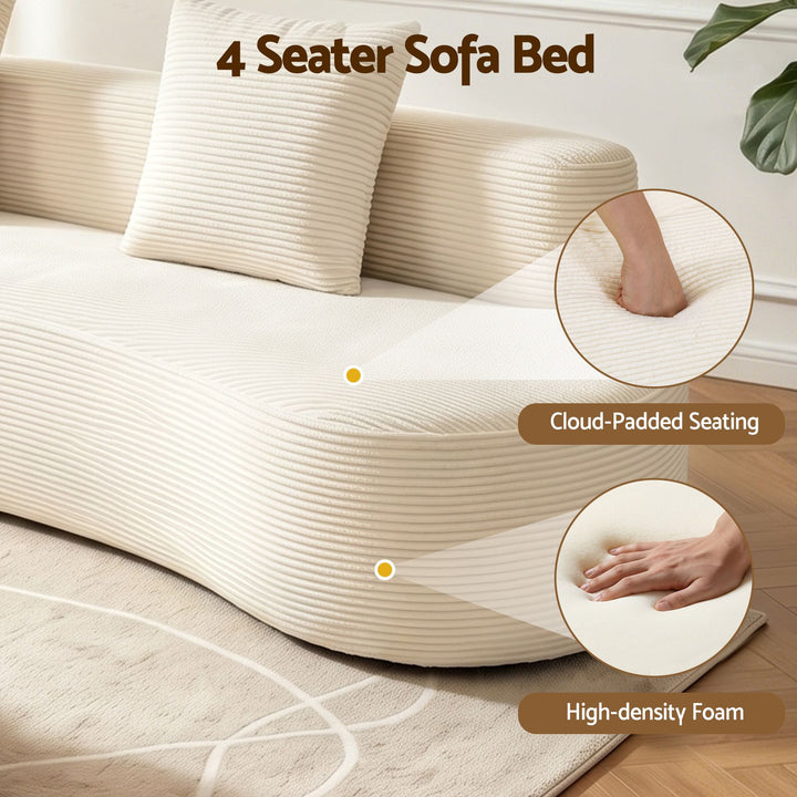 Cloud 228cm Modular Sofa Bed | 4-Seater, Boneless Corduroy, No Assembly Required | Greenora Living Australia