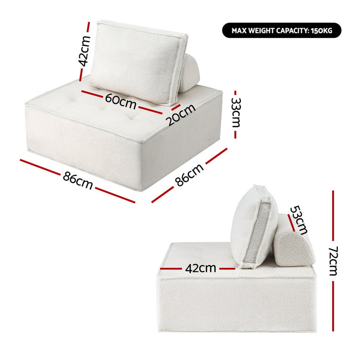 Boucle Cloud 3-Piece Modular Floor Sofa with Removable Headrest and Lumbar Pillow - Greenora Living