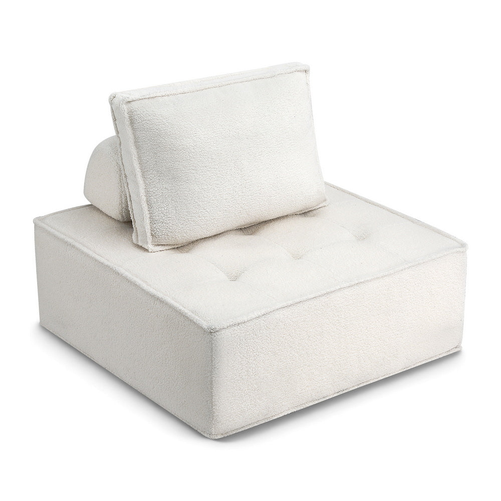 Boucle Cloud 3-Piece Modular Floor Sofa with Removable Headrest and Lumbar Pillow - Greenora Living