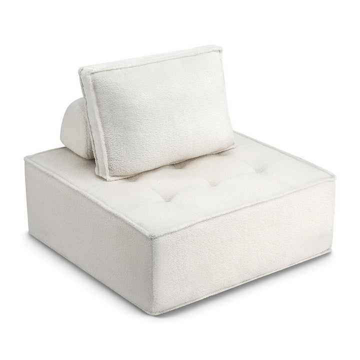 Boucle Cloud 3-Piece Modular Floor Sofa with Removable Headrest and Lumbar Pillow - Greenora Living