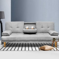 Nova Convertible Sofa Bed | 3-Seater, Grey Faux Linen & Double Bed Conversion | Greenora Living Australia