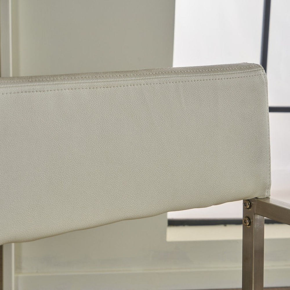 Rocklin White Mid-Century Modern Armchair – Bonded Leather | Stainless Steel Frame | No Assembly Required - Greenora Living