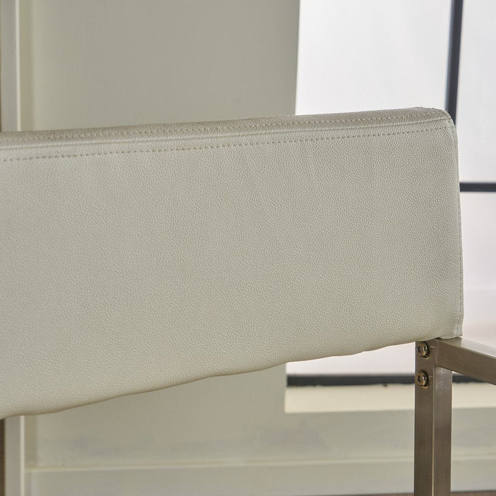 Rocklin White Mid-Century Modern Armchair – Bonded Leather | Stainless Steel Frame | No Assembly Required - Greenora Living