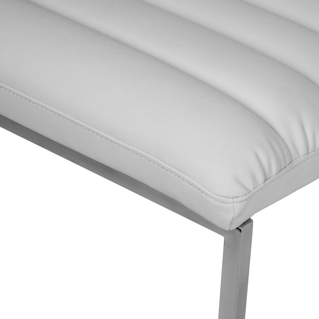 Caviar White Modern Curved Lounge Accent Chair – Bonded Leather | Stainless Steel Frame | No Assembly Required - Greenora Living
