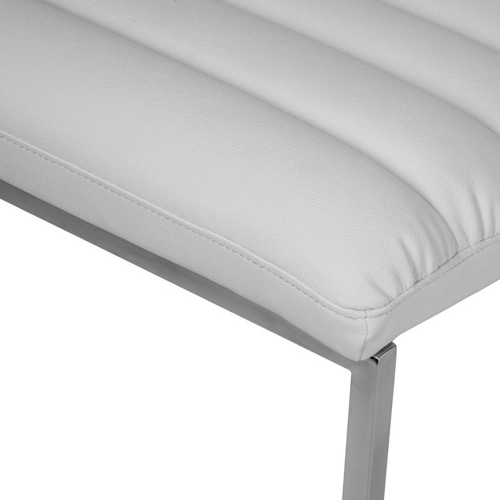 Caviar White Modern Curved Lounge Accent Chair – Bonded Leather | Stainless Steel Frame | No Assembly Required - Greenora Living