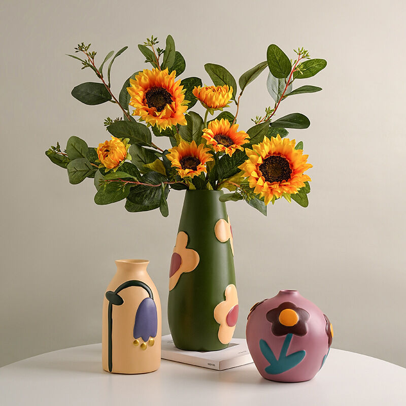 Morandi Hand-Painted Ceramic Vase Set – Nordic Minimalist Set of 3 - Greenora Living