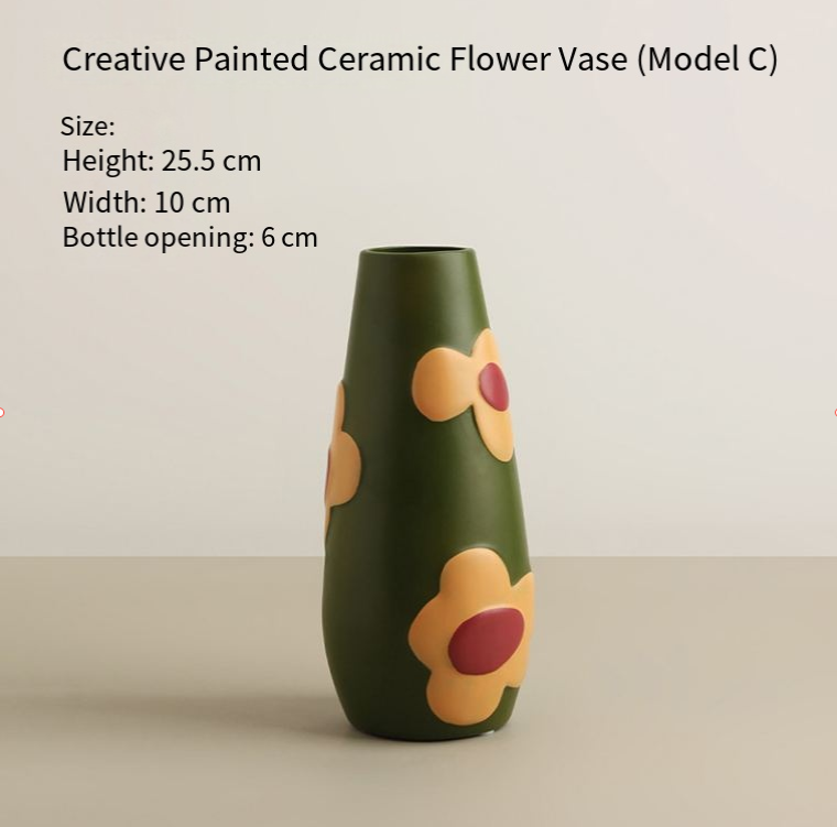 Morandi Hand-Painted Ceramic Vase Set – Nordic Minimalist Set of 3 - Greenora Living