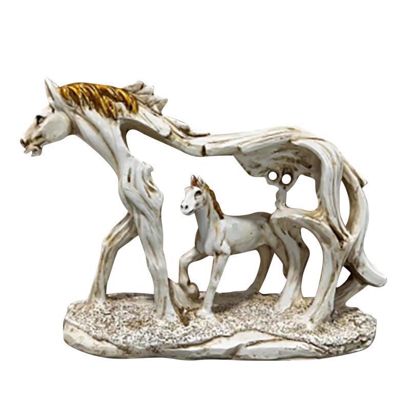 White Horse & Foal Resin Figurine – Home & Office Decor 16cm - Greenora Living