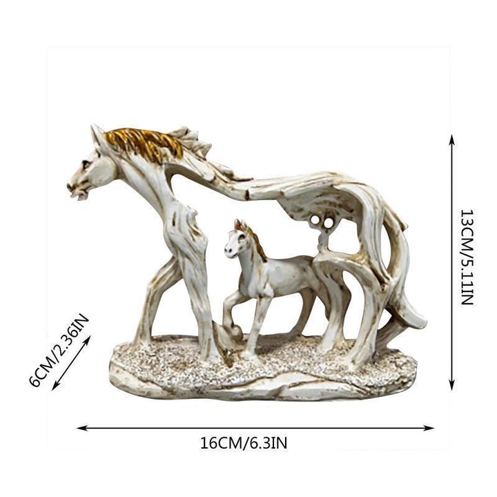 White Horse &amp; Foal Resin Figurine – Home &amp; Office Decor 16cm - Greenora Living