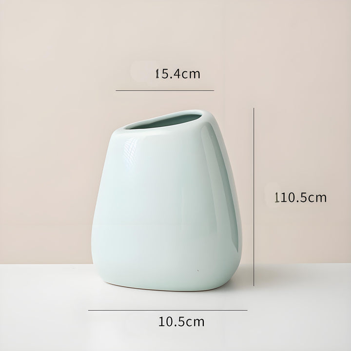 Minimalist Ceramic Vase Set – Curved-Mouth Silhouette Blue Set of 3 - Greenora Living