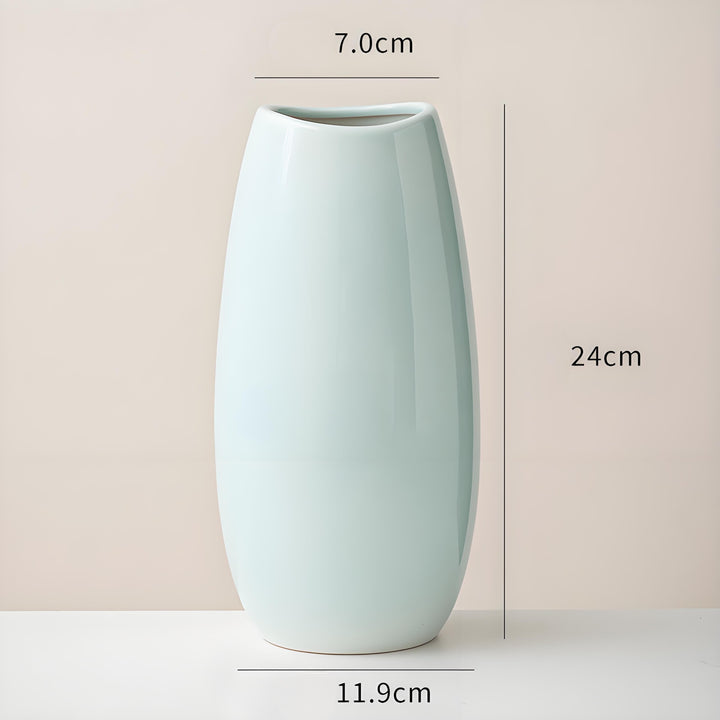 Minimalist Ceramic Vase Set – Curved-Mouth Silhouette Blue Set of 3 - Greenora Living
