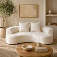 Tyro 2 Seater Sofa | Curved Velvet Lounge | Cream | Greenora Living Australia