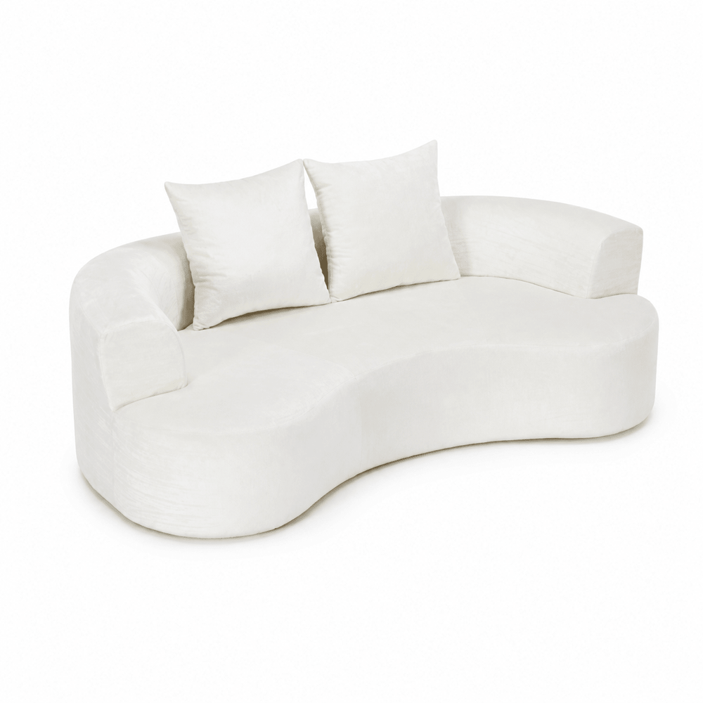 Tyro 2 Seater Sofa | Curved Velvet Lounge | Cream | Greenora Living Australia