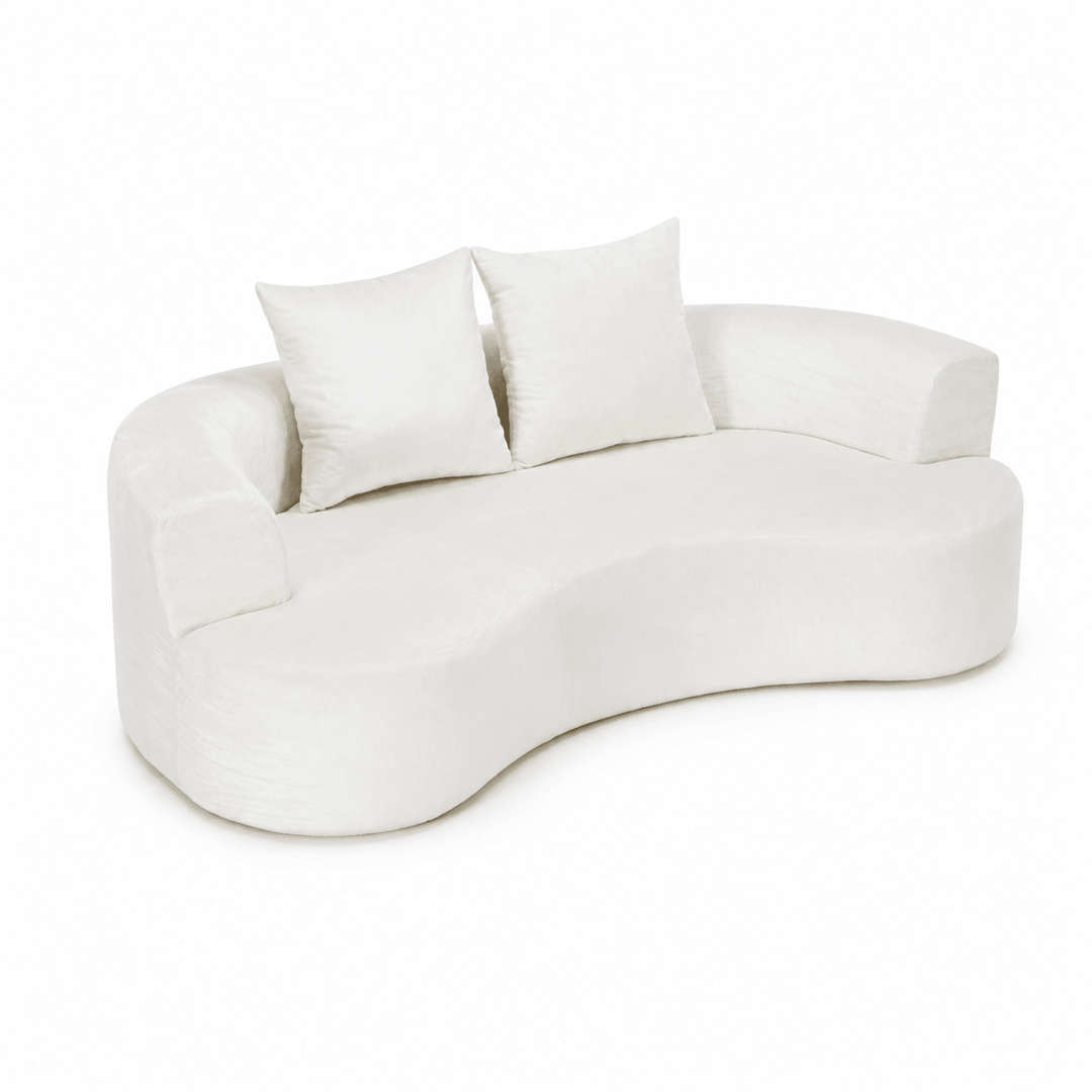 Tyro 2 Seater Sofa | Curved Velvet Lounge | Cream | Greenora Living Australia
