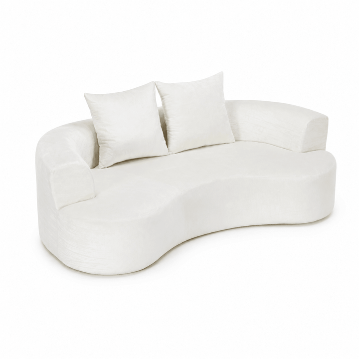 Tyro 2 Seater Sofa | Curved Velvet Lounge | Cream | Greenora Living Australia