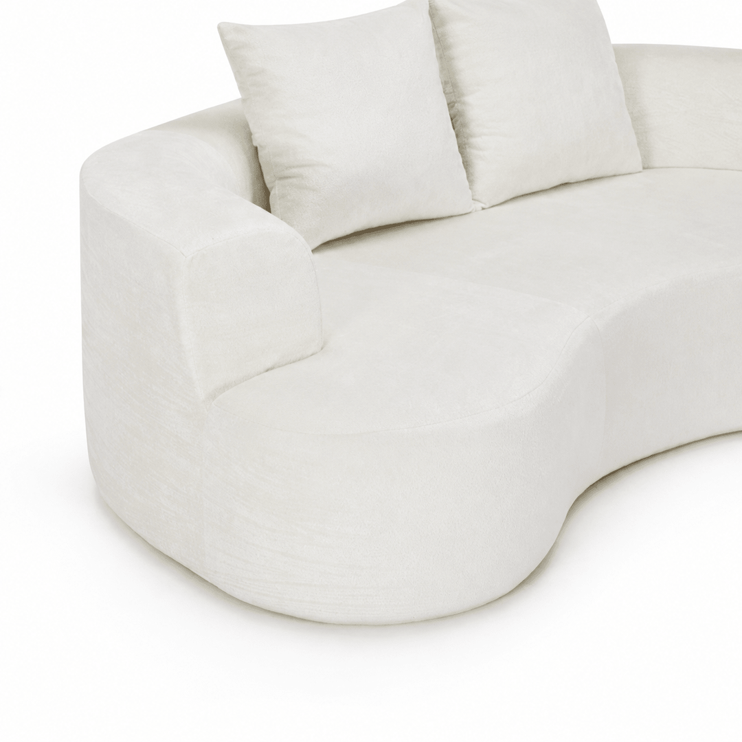 Tyro 2 Seater Sofa | Curved Velvet Lounge | Cream | Greenora Living Australia