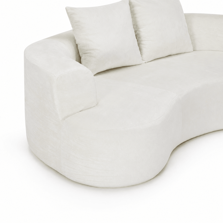 Tyro 2 Seater Sofa | Curved Velvet Lounge | Cream | Greenora Living Australia
