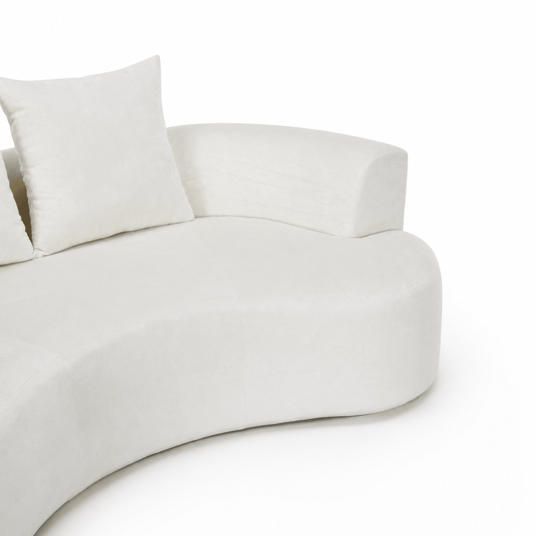 Tyro 2 Seater Sofa | Curved Velvet Lounge | Cream | Greenora Living Australia