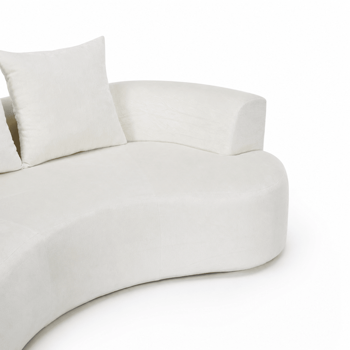Tyro 2 Seater Sofa | Curved Velvet Lounge | Cream | Greenora Living Australia