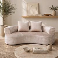 Tyro 2 Seater Sofa | Curved Velvet Lounge | Latte | Greenora Living Australia