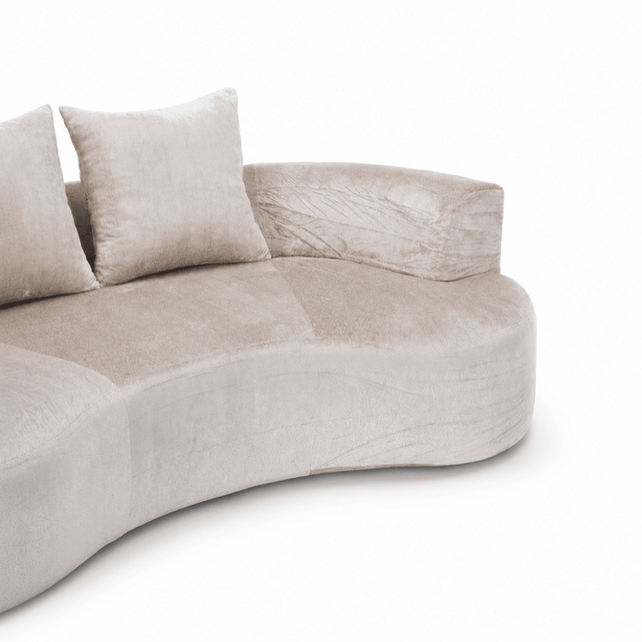 Tyro 2 Seater Sofa | Curved Velvet Lounge | Latte | Greenora Living Australia