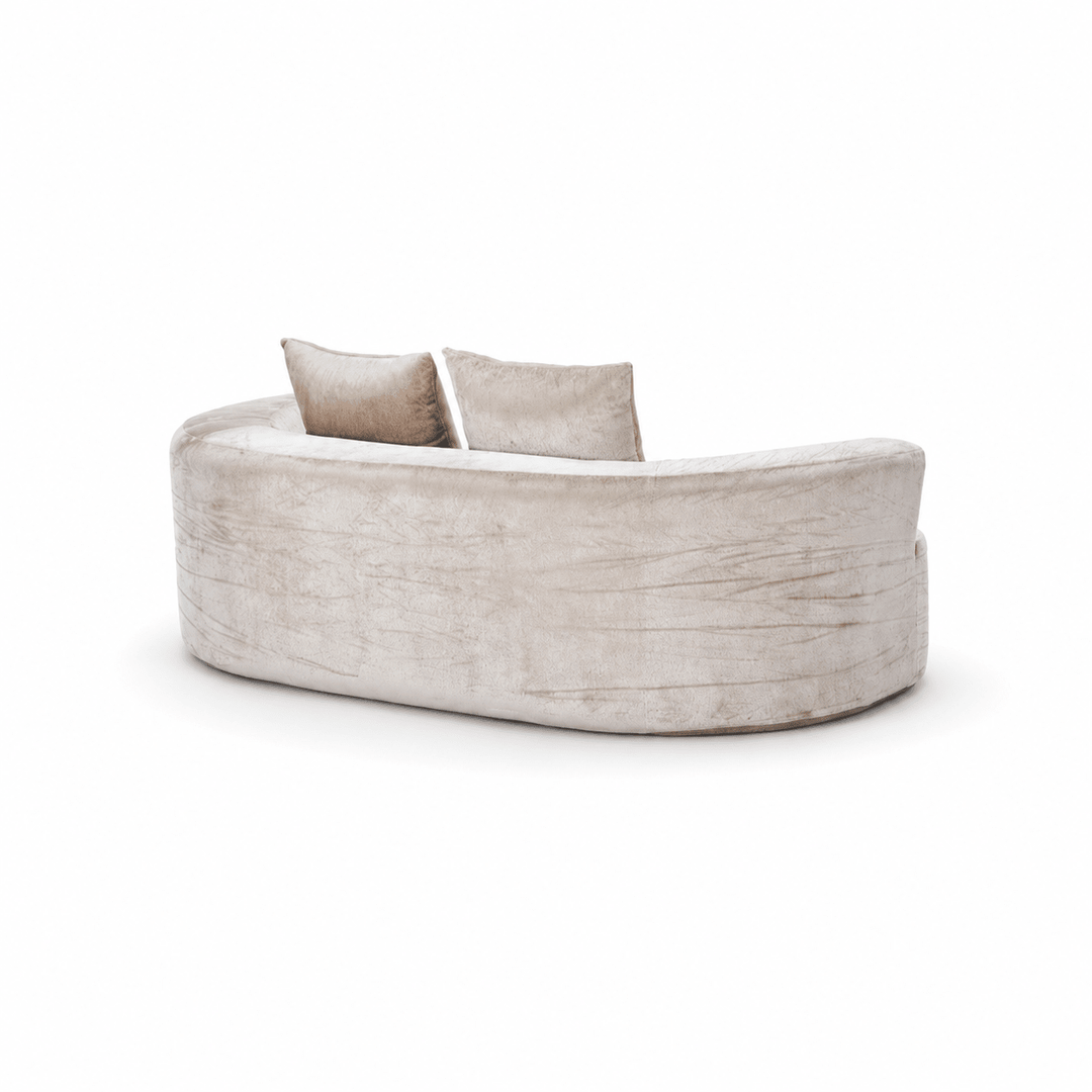 Tyro 2 Seater Sofa | Curved Velvet Lounge | Latte | Greenora Living Australia