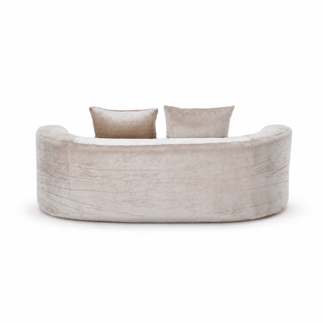 Tyro 2 Seater Sofa | Curved Velvet Lounge | Latte | Greenora Living Australia