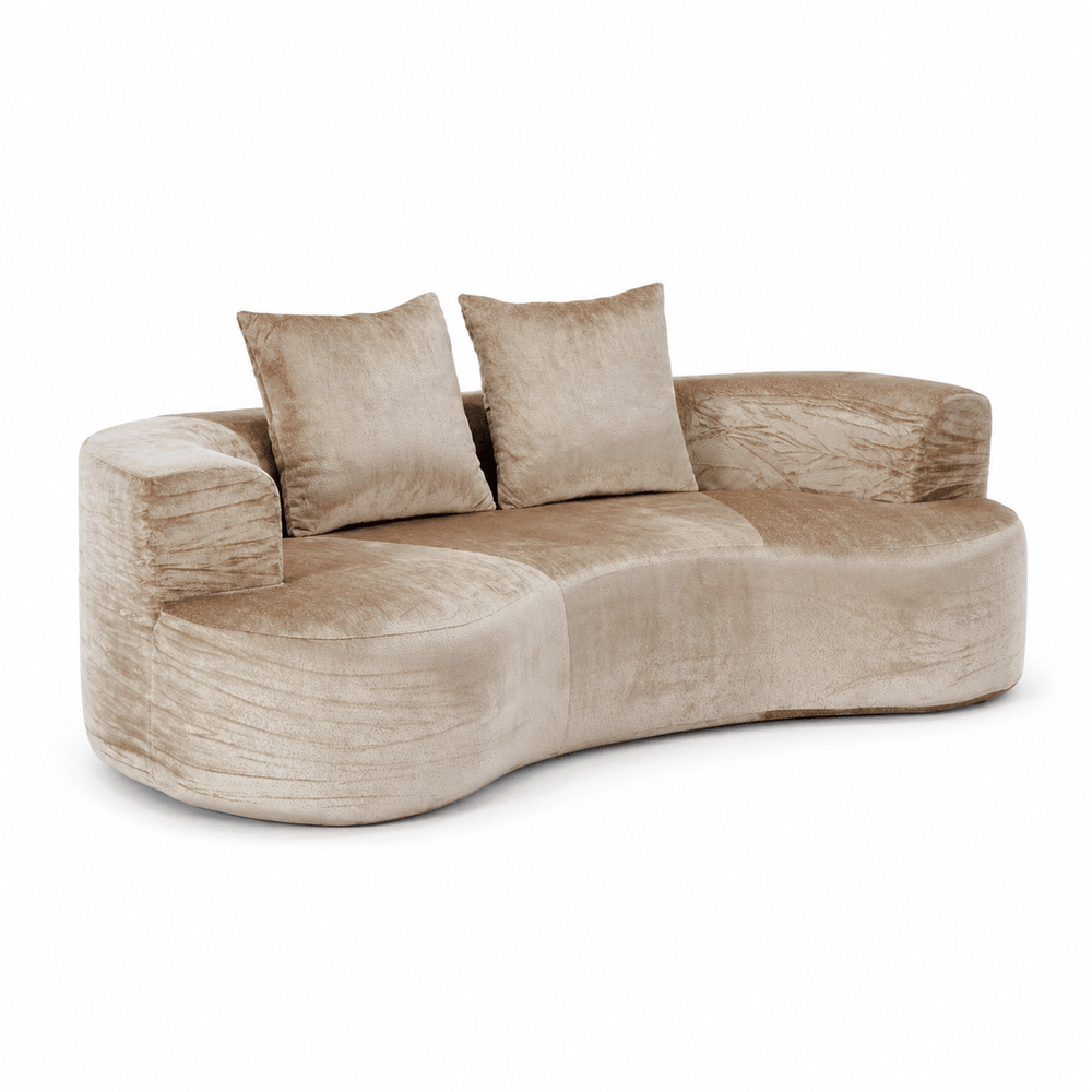 Tyro 2 Seater Sofa | Curved Velvet Lounge | Mocha | Greenora Living Australia