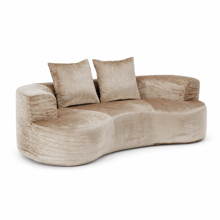 Tyro 2 Seater Sofa | Curved Velvet Lounge | Mocha | Greenora Living Australia