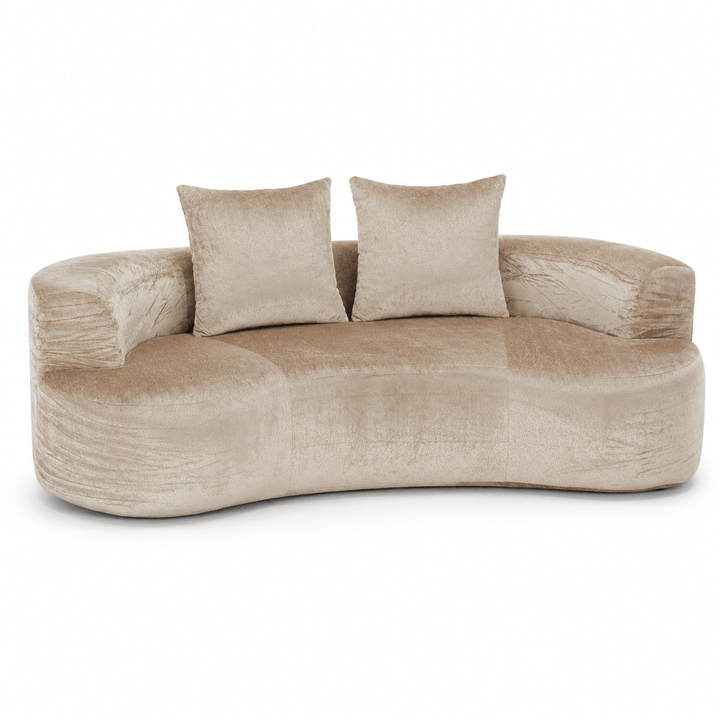Tyro 2 Seater Sofa | Curved Velvet Lounge | Mocha | Greenora Living Australia