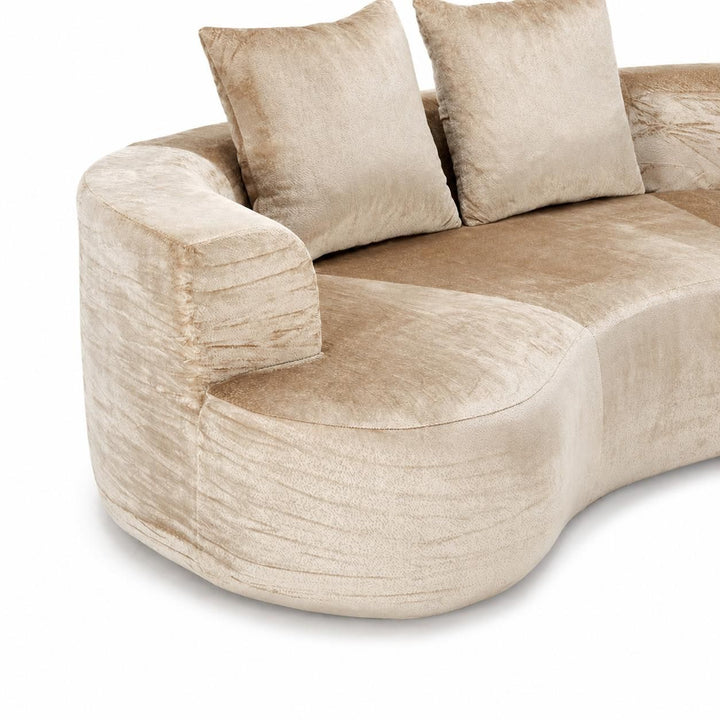Tyro 2 Seater Sofa | Curved Velvet Lounge | Mocha | Greenora Living Australia