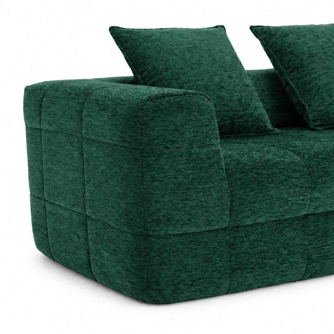 Monda 3-Seater Compressed Sofa | Woven Fabric, 30D Foam &amp; 3 Back Pillows | Beige, Grey, Green | Greenora Living Australia