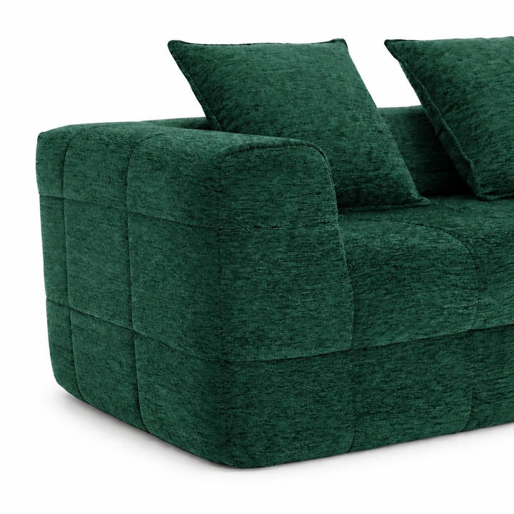 Monda 3-Seater Compressed Sofa | Woven Fabric, 30D Foam &amp; 3 Back Pillows | Beige, Grey, Green | Greenora Living Australia