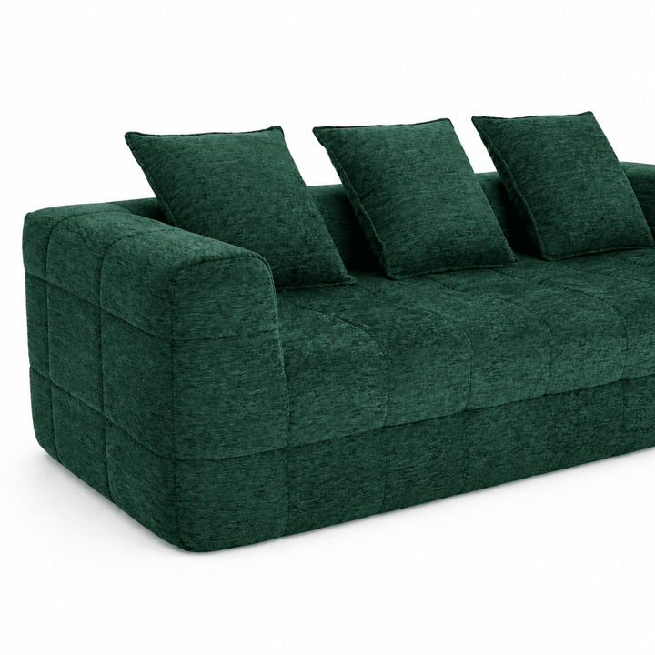 Monda 3-Seater Compressed Sofa | Woven Fabric, 30D Foam &amp; 3 Back Pillows | Beige, Grey, Green | Greenora Living Australia