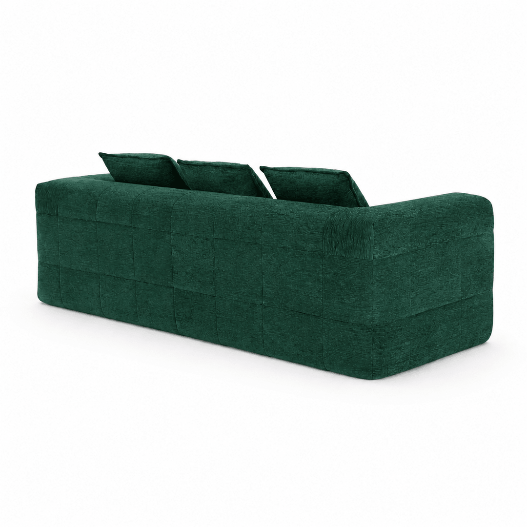 Monda 3-Seater Compressed Sofa | Woven Fabric, 30D Foam &amp; 3 Back Pillows | Beige, Grey, Green | Greenora Living Australia