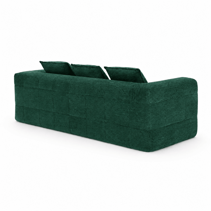 Monda 3-Seater Compressed Sofa | Woven Fabric, 30D Foam &amp; 3 Back Pillows | Beige, Grey, Green | Greenora Living Australia