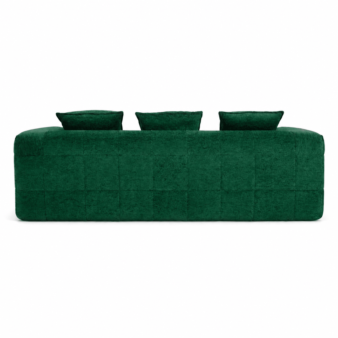 Monda 3-Seater Compressed Sofa | Woven Fabric, 30D Foam &amp; 3 Back Pillows | Beige, Grey, Green | Greenora Living Australia