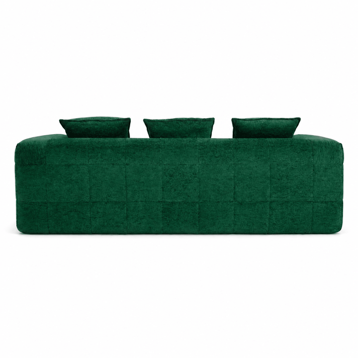 Monda 3-Seater Compressed Sofa | Woven Fabric, 30D Foam &amp; 3 Back Pillows | Beige, Grey, Green | Greenora Living Australia