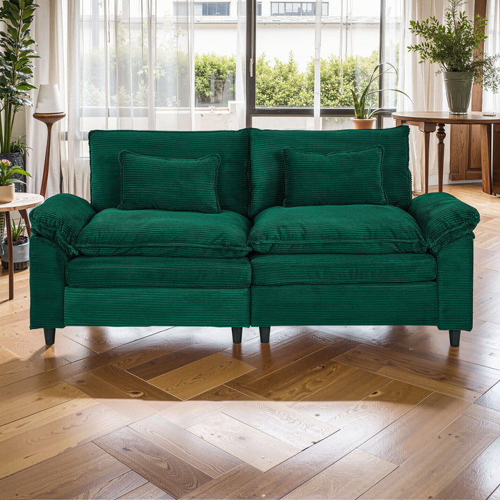 Sora 2-Seater Minimalist Sofa | White Corduroy, High-Resilience Foam &amp; Removable Covers | Greenora Living Australia