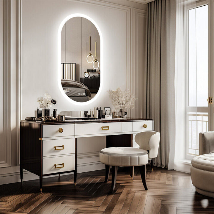 Oval LED Bathroom Mirror – Anti-Fog Dimmable 3 Colour Modes 800x500mm - Greenora Living