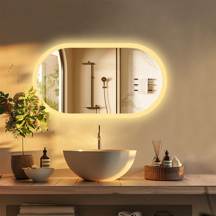 Oval LED Bathroom Mirror – Anti-Fog Dimmable 3 Colour Modes 1000x500mm - Greenora Living