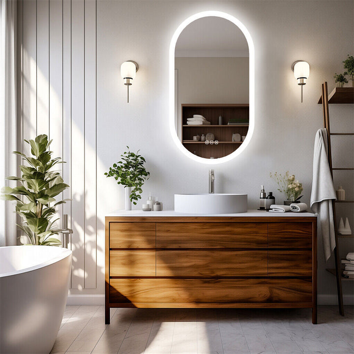Oval LED Bathroom Mirror IP56 Waterproof Anti-Fog Dimmable 120x60cm - Greenora Living