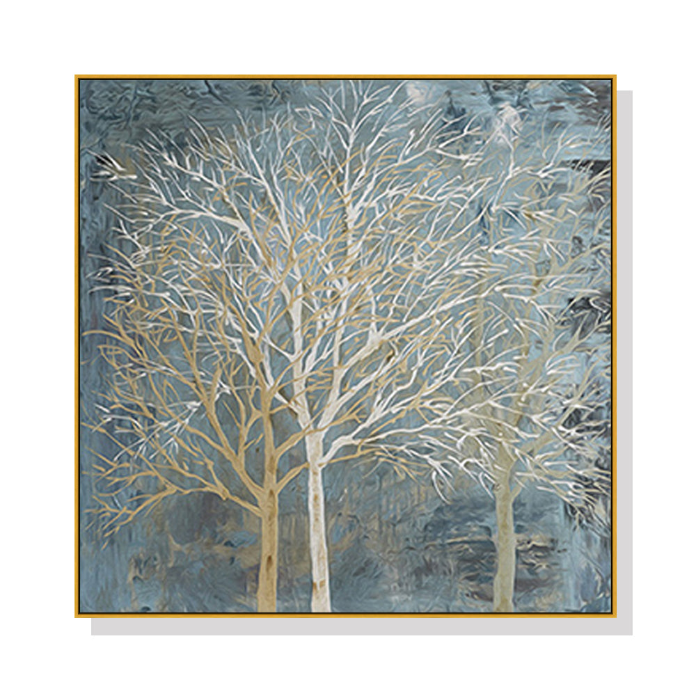 Forest in Twilight Canvas Wall Art – Gold Float Frame 50x50cm - Greenora Living