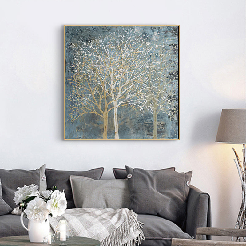 Forest in Twilight Canvas Wall Art – Gold Float Frame 50x50cm - Greenora Living