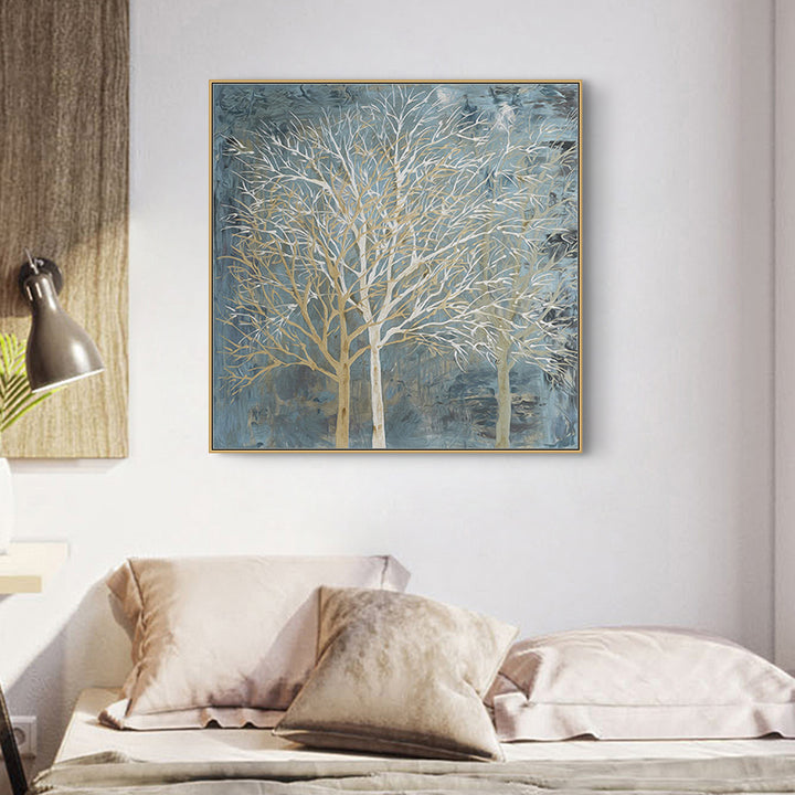 Forest in Twilight Canvas Wall Art – Gold Float Frame 50x50cm - Greenora Living