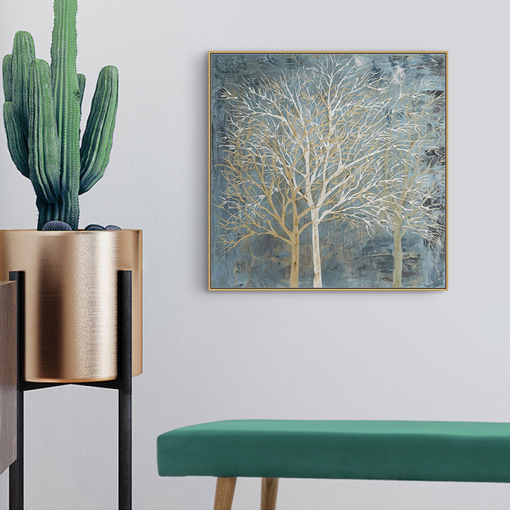 Forest in Twilight Canvas Wall Art – Gold Float Frame 50x50cm - Greenora Living