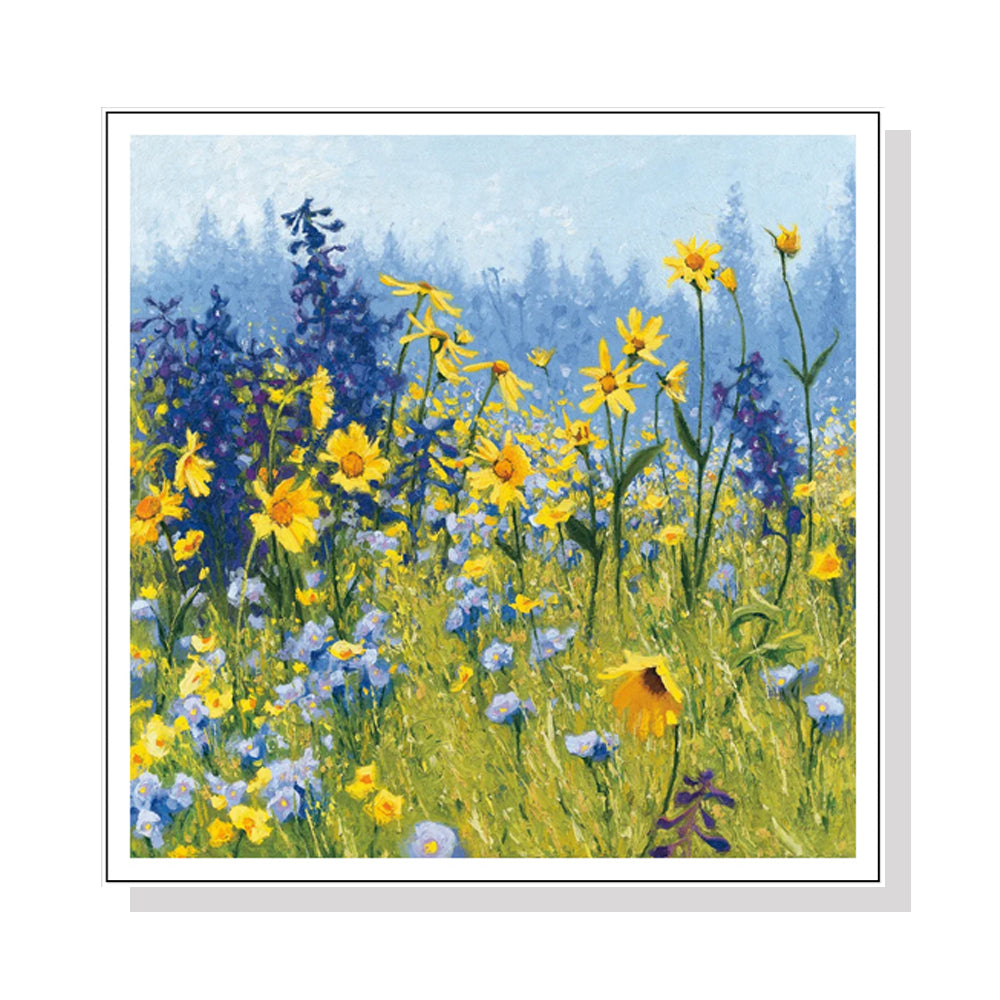 Joyful in July Canvas Wall Art – White Float Frame 40x40cm - Greenora Living