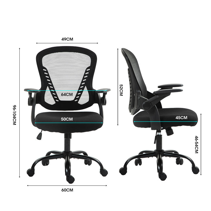 Ergonomic Mesh Office Chair – Adjustable Armrests &amp; Recline | SGS Gas Lift | 120kg | Black - Greenora Living