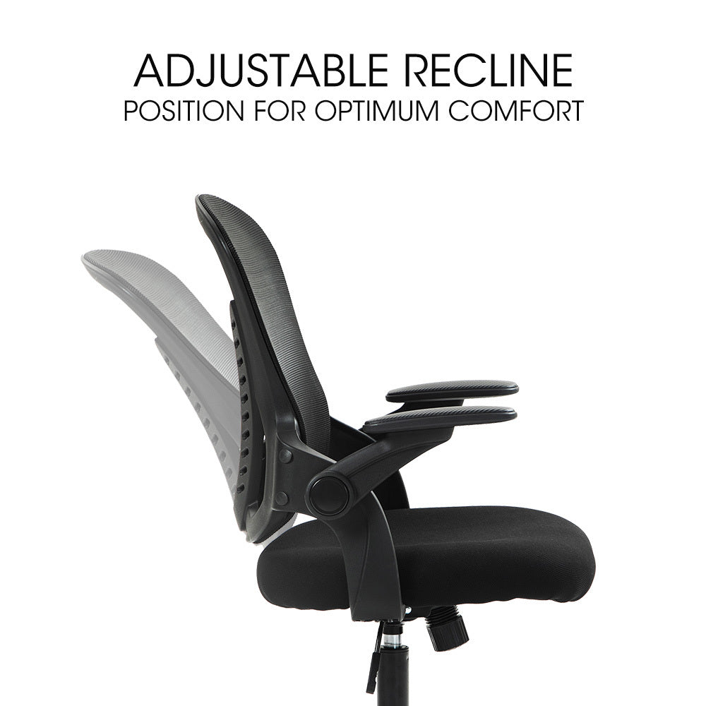 Ergonomic Mesh Office Chair – Adjustable Armrests &amp; Recline | SGS Gas Lift | 120kg | Black - Greenora Living